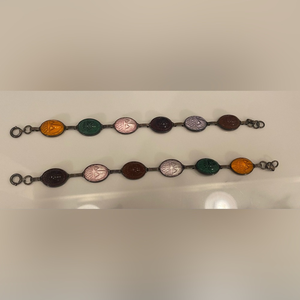 (2) Scarab bracelets - 7 inches